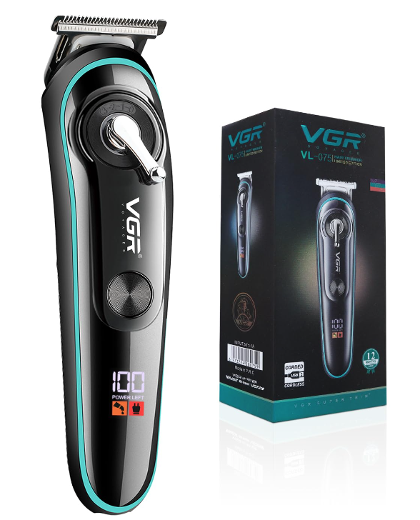 Trimmer profesional VGR V 075 cu afisaj LED si 4 piepteni 