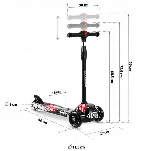 Trotineta cu Roti cu Led Piko Ricokids Negru - Alb - Rosu