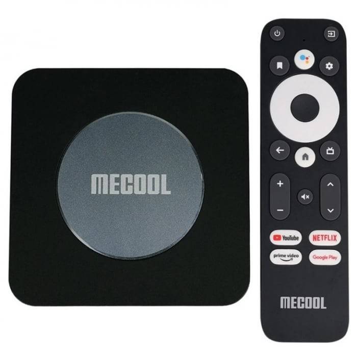 TV Box Mecool KM2 Plus Smart Media Player Negru, 4K, RAM 2GB, ROM 16GB, Android 11, S905X4 Quad Core, 2T2R, Chromecast, Control vocal