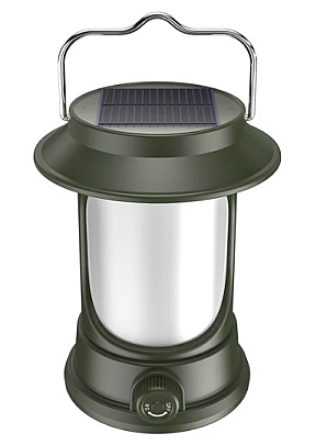 UB Lampa Solara Retro Camping LY17 Verde cu Maner Reincarcabila