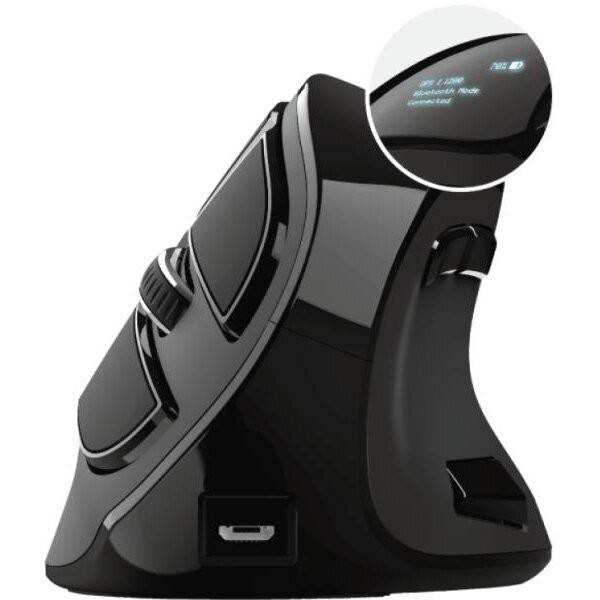 Wireless Voxx, design ergonomic vertical, 2.4GHz&Bluetooth, display, reincarcabil, Negru