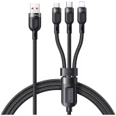 3in1 USB to USB-C / Lightning / Micro USB , CA-0930, 6A, 1.2m Negru