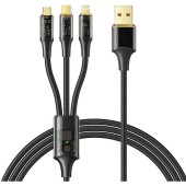 3in1 USB to USB-C / Lightning / Micro USB , CA-3330, 1.2m Negru