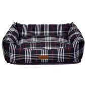 4DOG Deluxe Danish, pat dreptunghiular câini, bumbac, ortopedic, negru, XS-S(50x38x19cm)