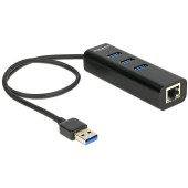 62653 USB 3.0 Hub 3 Porturi+1 Port Gigabit LAN 10/100/1000 Mbps