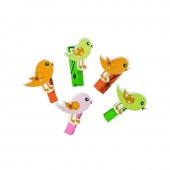 Accesorii creație Colorarte, lemn - cârlig păsări, colorat, 3.5cm, set 6 buc