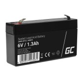 Acumulator plumb acid Green Cell AGM13, 6V, 1.3Ah, VRLA, baterie fara mentenanta jucarii sisteme de alarma (Negru)