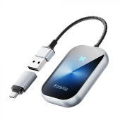 Adaptor auto wireless iSEN A21 pentru Android Auto si CarPlay, Saphire Blue, USB si Type-C, Conectare automata, 5.8 GHz, Plug Play