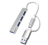 Adaptor Dongle Transfer de date tip C-USB si Splitter cu 4 porturi USB