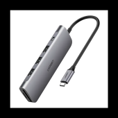 Adaptor multifunctional UGREEN 6-in-1 USB C CM195, 3 x USB 3.0, 1 x HDMI, 1 x SD, 1 x Micro SD, Gri