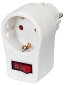 Adaptor priza Schuko Brennenstuhl 149930, cu intrerupator On/Off (Alb)