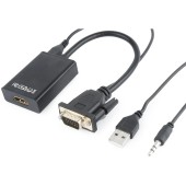 Adaptor VGA la HDMI (T/M), 0.15m, up to 1080P/60Hz, GEMBIRD, black, A-VGA-HDMI-01