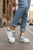 Adidasi dama casual albi cu negru  8002