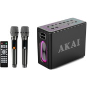 Akai Boxa Akai Portabil Cu 2 Microfoane Wireless-IPX6-80W, Negru