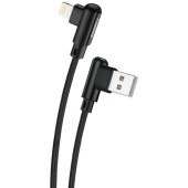 Angled USB for Lightning X70, 3A, 1m Negru