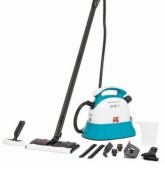 Aparat de curatat cu aburi Daga Di4 Steam Clean Caddy 2 in 1, 1500 W, 4 bar, capacitate 1.1 l, autonomie 25 min, dubla utilizare, 10 accesorii (Alb/Albastru)