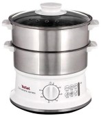 Aparat de gatit cu aburi Tefal VC145130, 6 l, 2 cosuri de gatit, Indicator nivel apa (Alb)