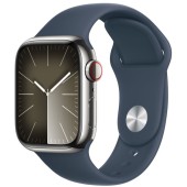 Apple SmartWatch Apple Watch S9, Cellular, 45mm Carcasa Stainless Steel Silver, Storm Blue Sport Band - S/M