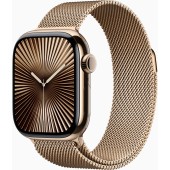 Apple Watch Seria 10, GPS + Cellular, 46 mm, Gold Titanium Case, Gold Milanese Loop, M/L