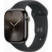 Apple Watch Seria 10, GPS + Cellular, 46 mm, Slate Titanium Case, Black Sport Band, S/M