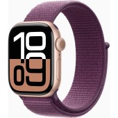 Apple Watch Series 10, GPS + Cellular, 42mm, Rose Gold Aluminium Case, Plum Sport Loop