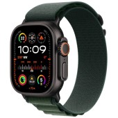 Apple Watch Ultra 2, GPS, Cellular, 49 mm, Carcasa Black Titanium, Dark Green Alpine Loop, Medium