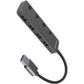 AXAGON HUB USB AXAGON HUE-MSA, cu intrerupator pentru fiecare port, 4x USB3.2 Gen 1, alimentare Micro USB, cablu USB-A 20 cm