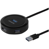 AXAGON HUB USB Rotund, 4x USB3.2 Gen 1, AXAGON HUE-P1A, alimentare Micro USB, cablu USB-A 30 cm