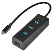 AXAGON HUE-S2C, 4x USB3.0, Charging Hub, Conector incarcare MicroUSB , Tip C