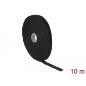 Bandă velcro pe rulou L 10 m x l 13 mm, neagră