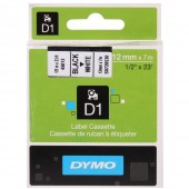 Banda laminata Dymo D1 12mm x 7m Negru/Alb