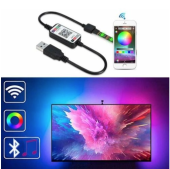 Banda Smart Led RGB continua 2m ambientala TV USB bluetooth cu controler remote din telefon