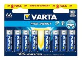 Baterii Alcaline VARTA High Energy AA, 8 buc