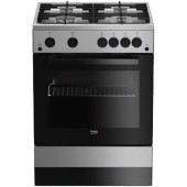 Beko Aragaz Beko FSGT62130DXO, 4 arzatoare, aprindere electrica plita si cuptor, grill gaz, rotisor, Inox