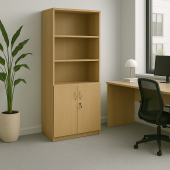 Bibliotecă Amazon cu usi cu lacat, Stejar - Nuc, 80x40x200 cm