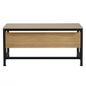 Birou cu blat MDF laminat stejar i picioare metalice negre 150x80x72 cm