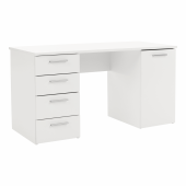 Birou cu dulap i sertare din DTD laminat alb 137x60x76.3 cm