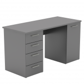 Birou cu dulap i sertare din DTD laminat gri antracit 137x60x76,3 cm