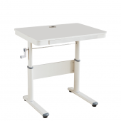 Birou cu nlime reglabil manual alb MDF 80x60x63-88 cm cu sertar