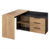 Birou de col pentru PC din DTD laminat grafit/stejar artisan 120x130x76 cm Mas de col pentru PC din DTD laminat grafit/stejar artisan 120x130x76 cm