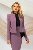 Blazer elegant lila Pretty Girl cu volanas si funda neagra satinata