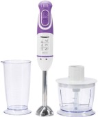 Blender de mana Heinner HB-600UV, 600W, 0.7l, 5 viteze (Alb/Mov)