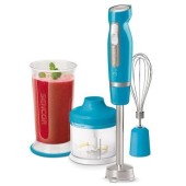 Blender de mana Sencor SHB 4467TQ, 1000 W, capacitate bol 700 ml, vas de tocat 500 ml, 6 cutite TITAN, tehnologia Active Speed Button (Turcoaz)