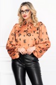 Bluza Pretty Girl eleganta caramizie cu print litere