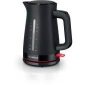 BOSCH Fierbator de apa Bosch TWK3M123, 1.7l, filtru de calcar,oprire automata, protecţie împotriva supraincalzirii şi funcționarii fara apa, oprire în momentul ridicarii canii de pe suport, Negru