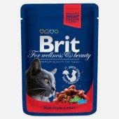 Brit Premium plic hrana umeda pisici, cu vită şi mazăre, 100g