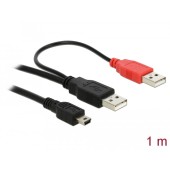 Cable 2 x USB2.0-A male > USB mini 5-pin