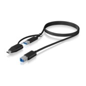 Cablu adaptor, IcyBox, USB 3.2, Tip B la USB Tip A/Tip C, Negru