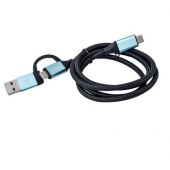 Cablu de date C31USBCACBL, USB-C - USB-C + USB-A, 1m, Black-Blue