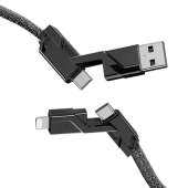 Cablu de Date USB C la C 4 in 1 cu Cablu Nailon Impletit Plan 